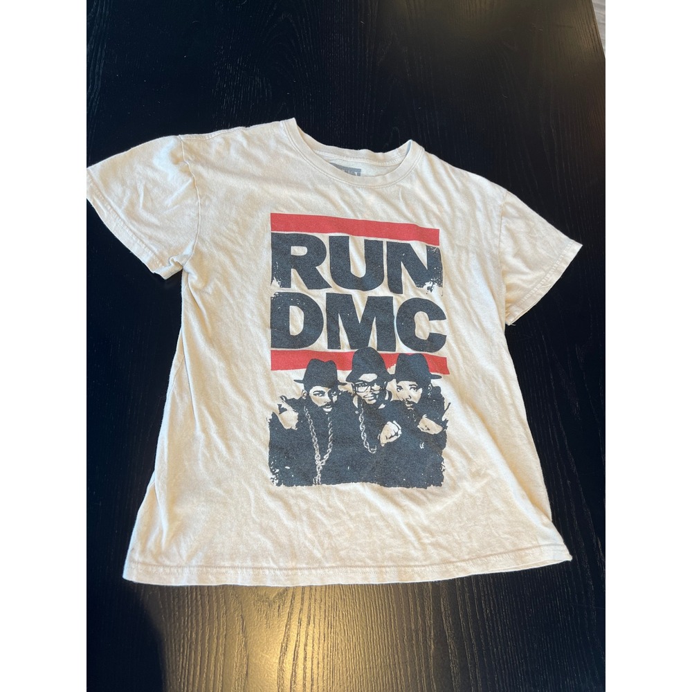 Run DMC Graphic T-Shirt Womens Medium Cream Hip Hop Band Tee Bravado 2020